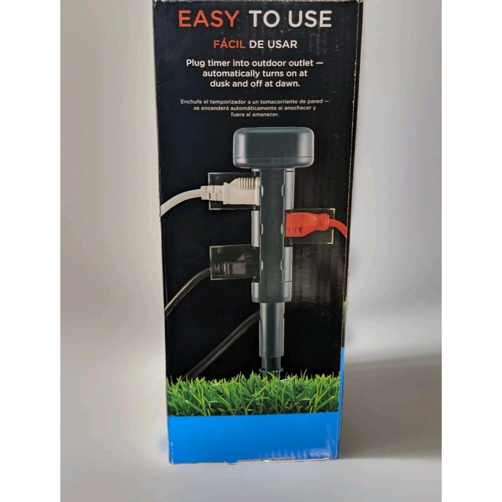 myTouchSmart 6 Outlet Outdoor Dusk to Dawn Timer Stake Weatherproof - Picture 2 of 4